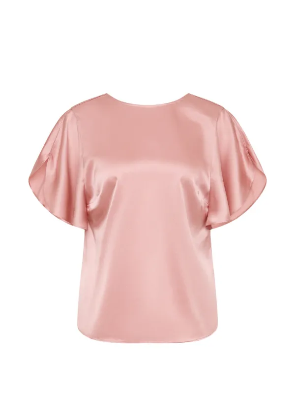 Rebecca Vallance Alina Flutter-sleeve Blouse in Pink