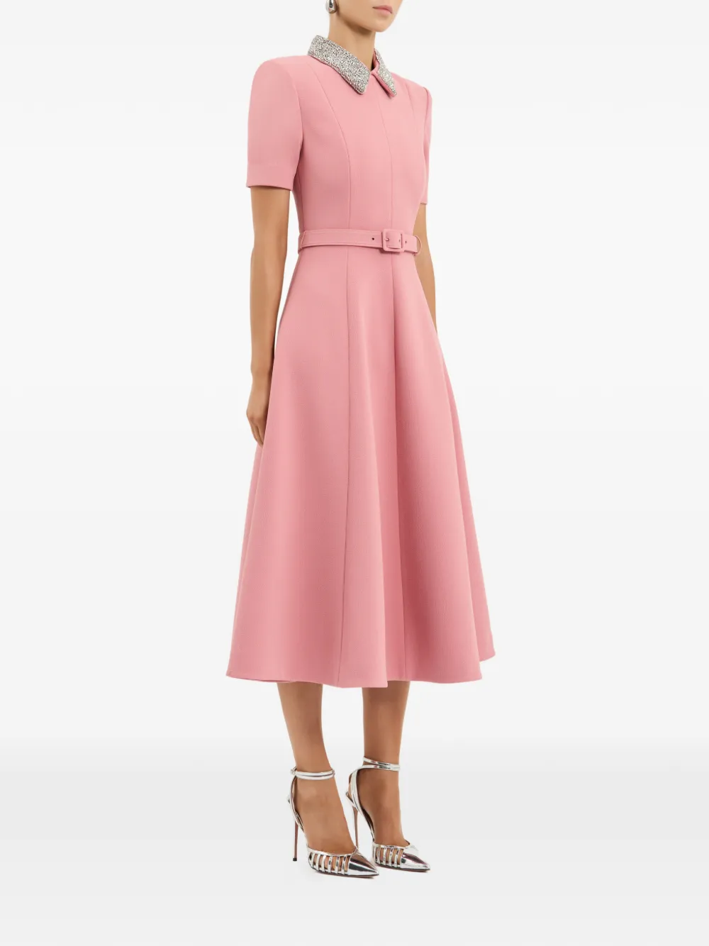 Rebecca Vallance Xena midi-jurk met korte mouwen Roze