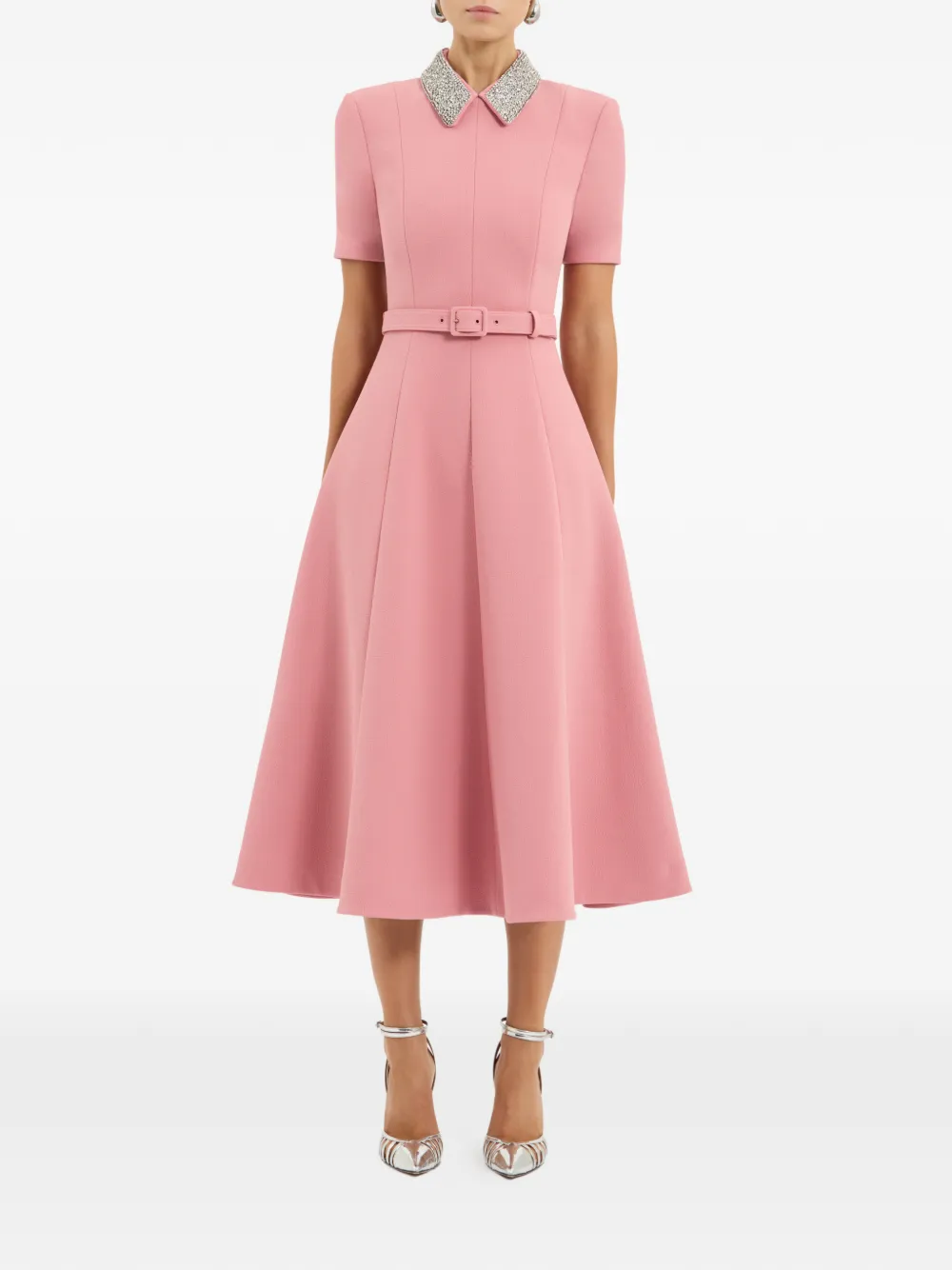 Rebecca Vallance Xena midi-jurk met korte mouwen Roze