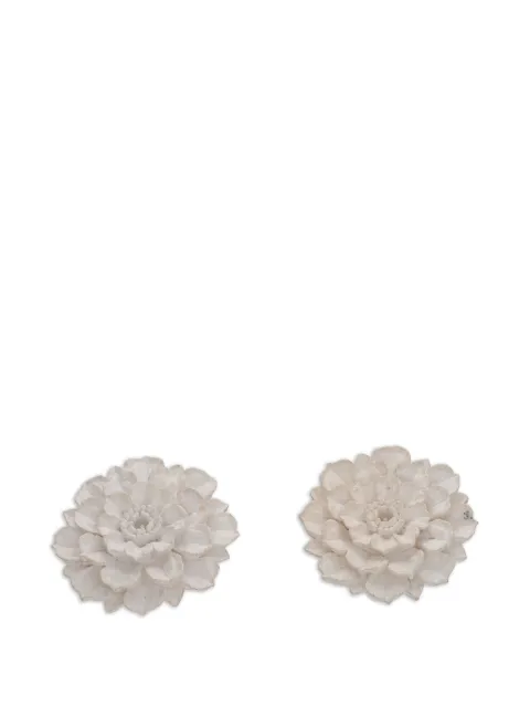 Vintage floral-motif clip-on earrings
