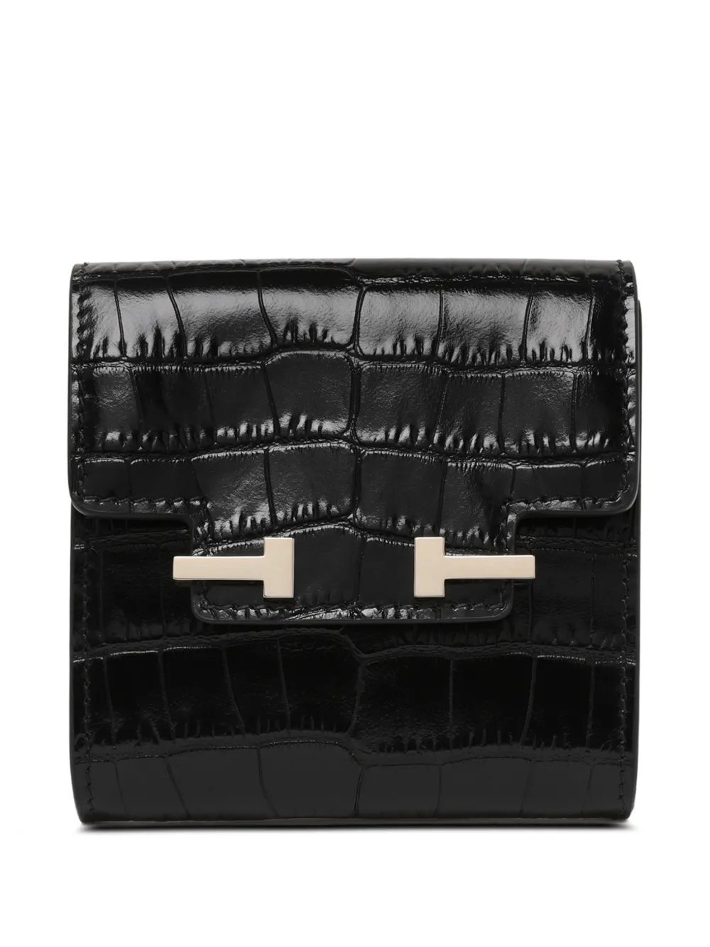TOM FORD T-logo croc-effect leather wallet - Nero