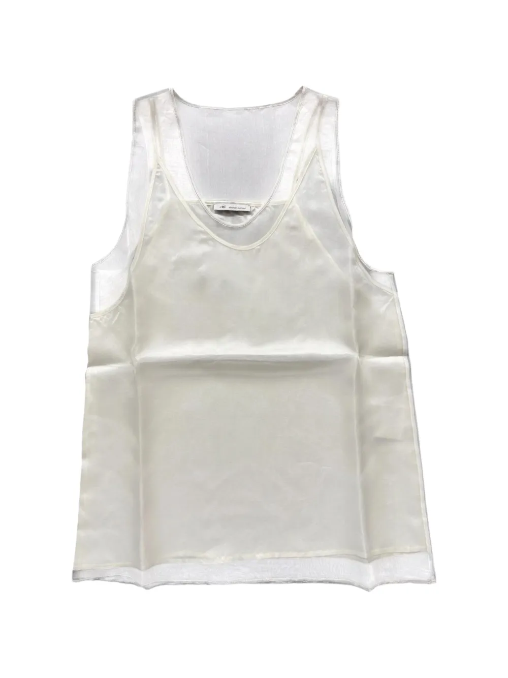 AMI Paris layered silk top - Bianco
