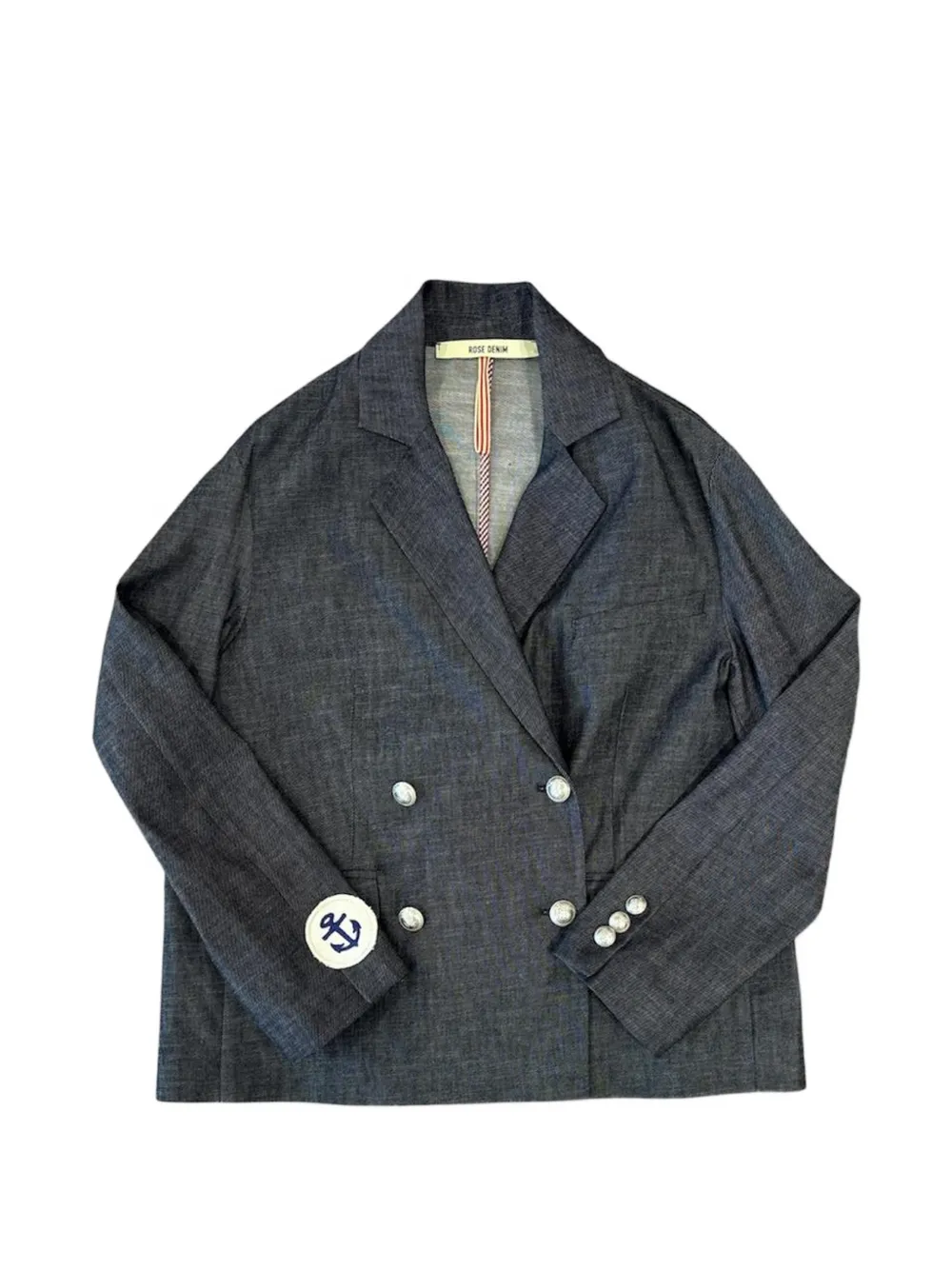 Merci double-breasted anchor-patch jacket - Blau