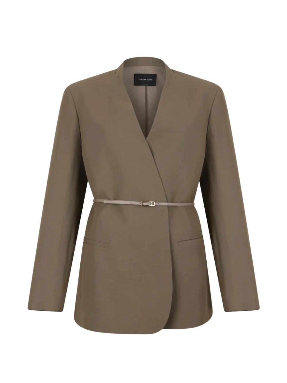 Fabiana Filippi belted wrap-front jacket - Nude