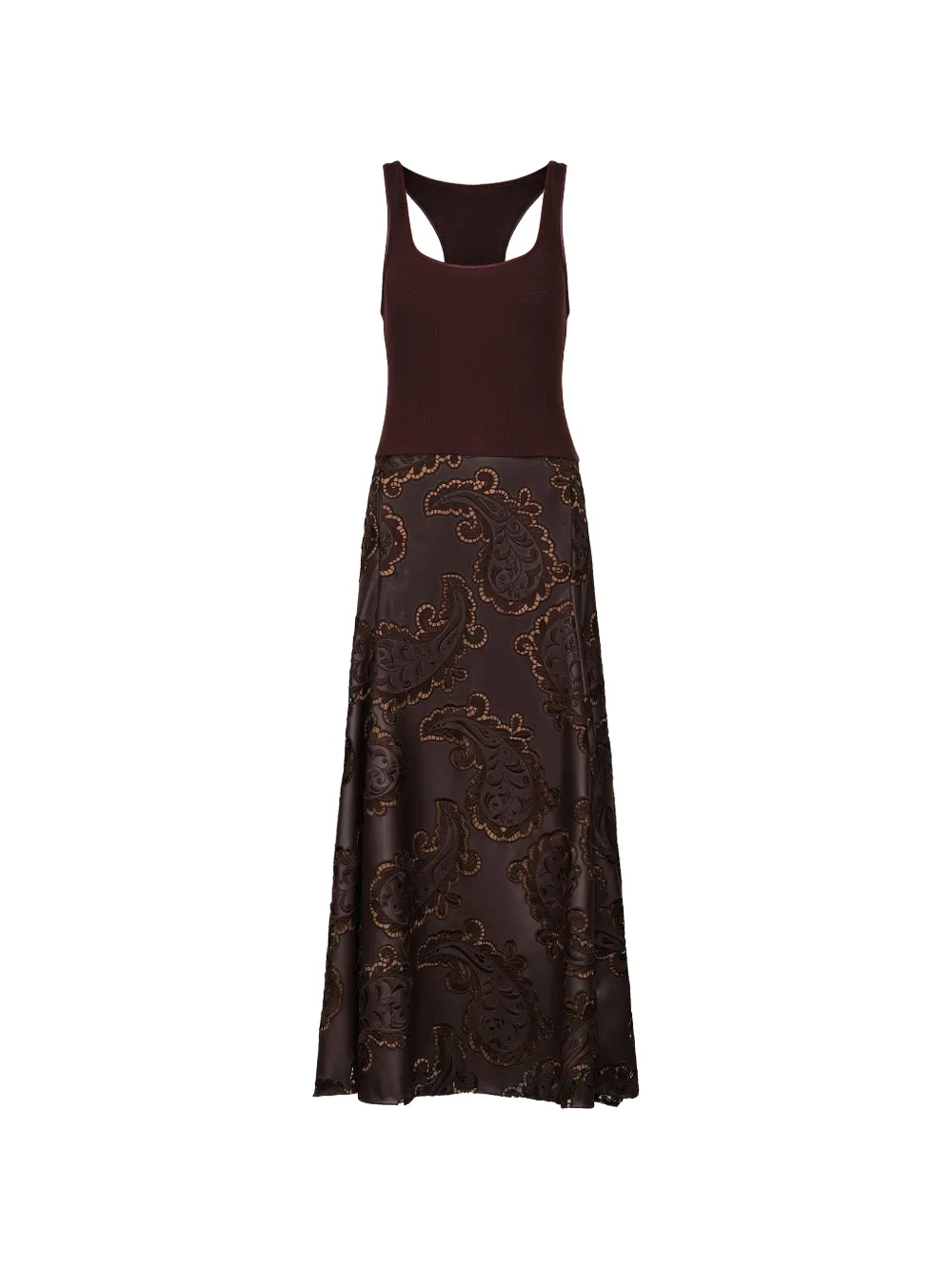 Johanna Ortiz Racerback-Kleid mit Paisley-Spitze - Braun