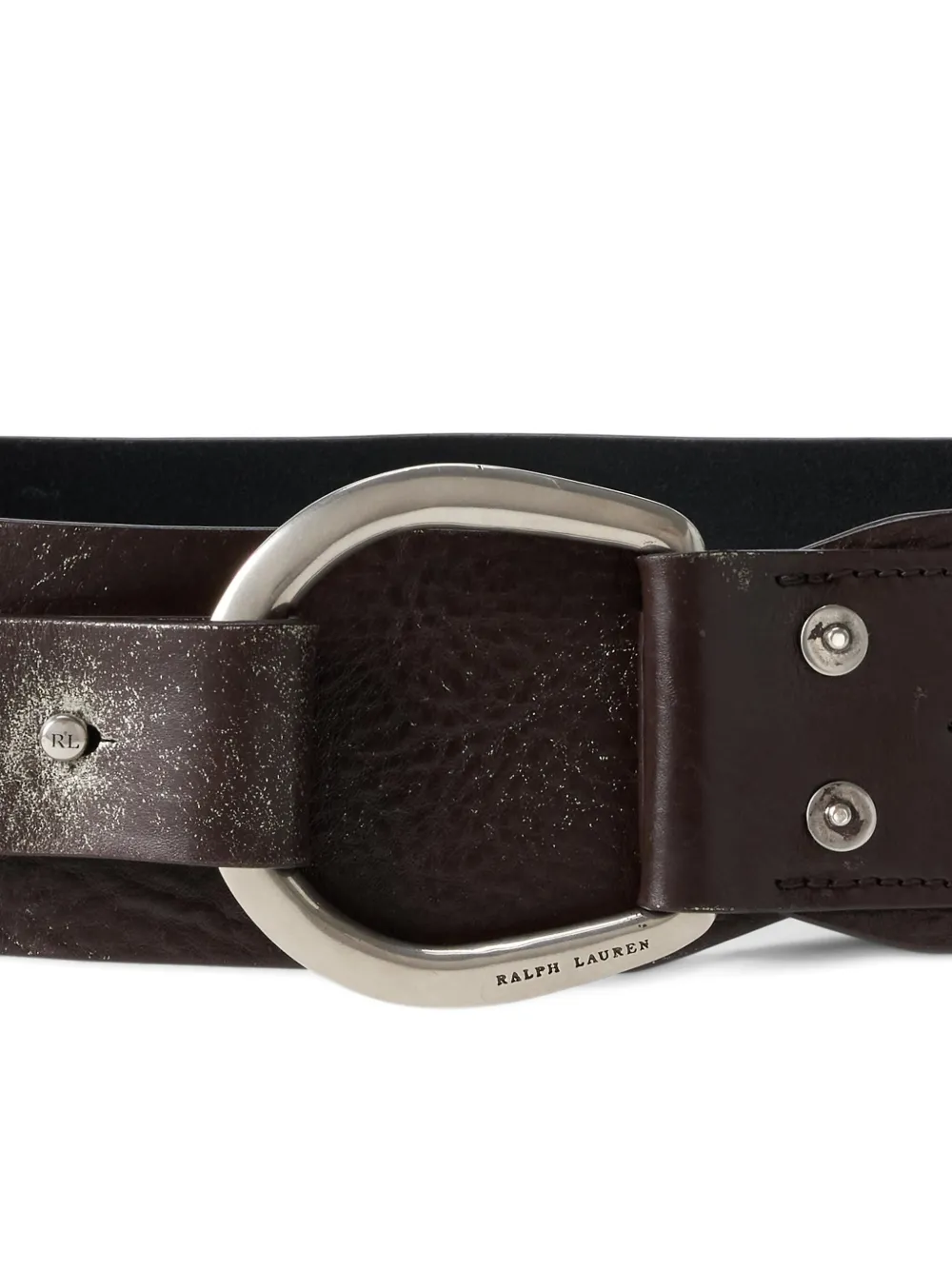 Ralph Lauren Collection Leren riem met omgeslagen pijpen Bruin