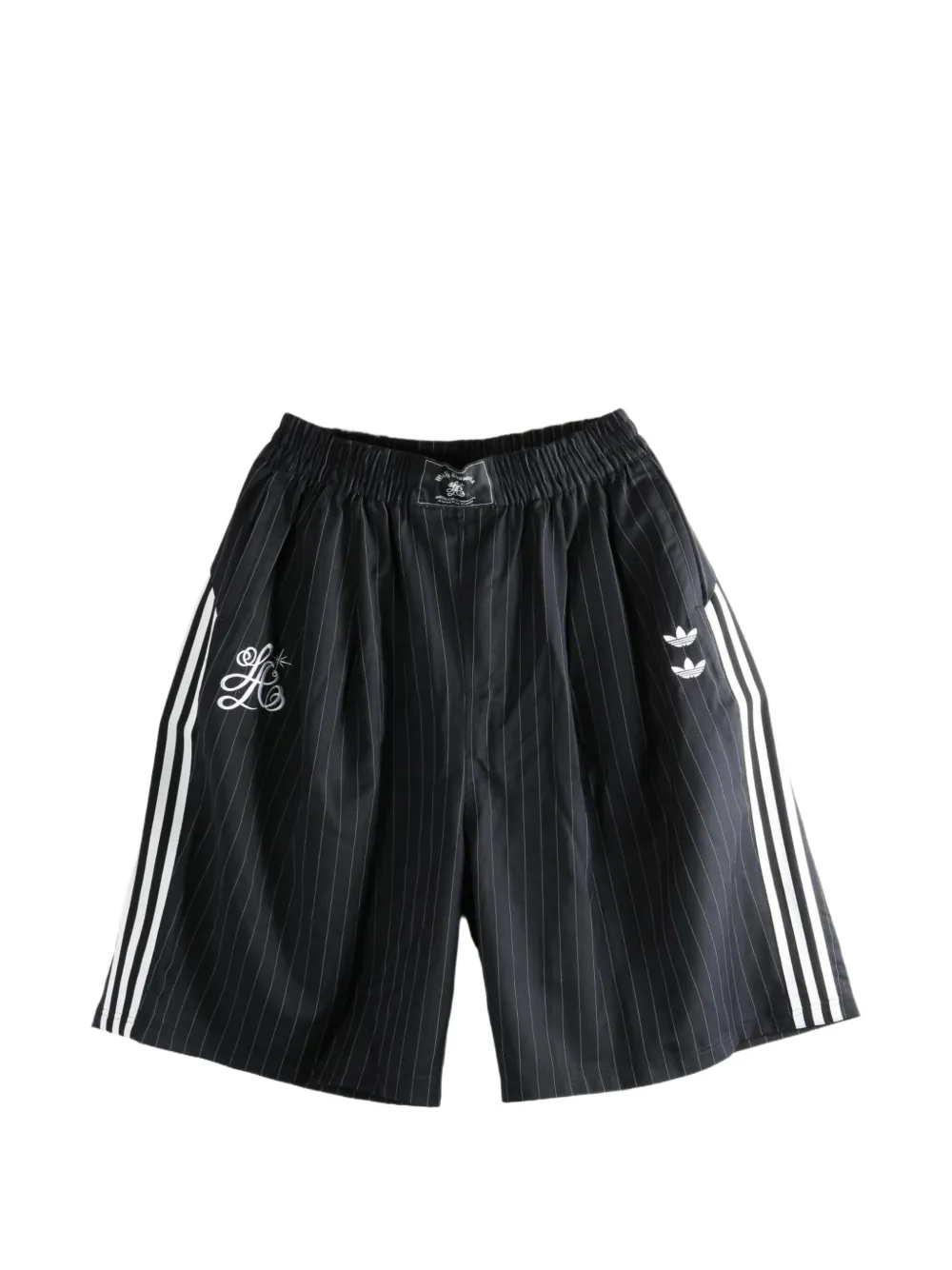 adidas x Willy Chavarria.pinstripe-pattern side-stripe shorts - Nero