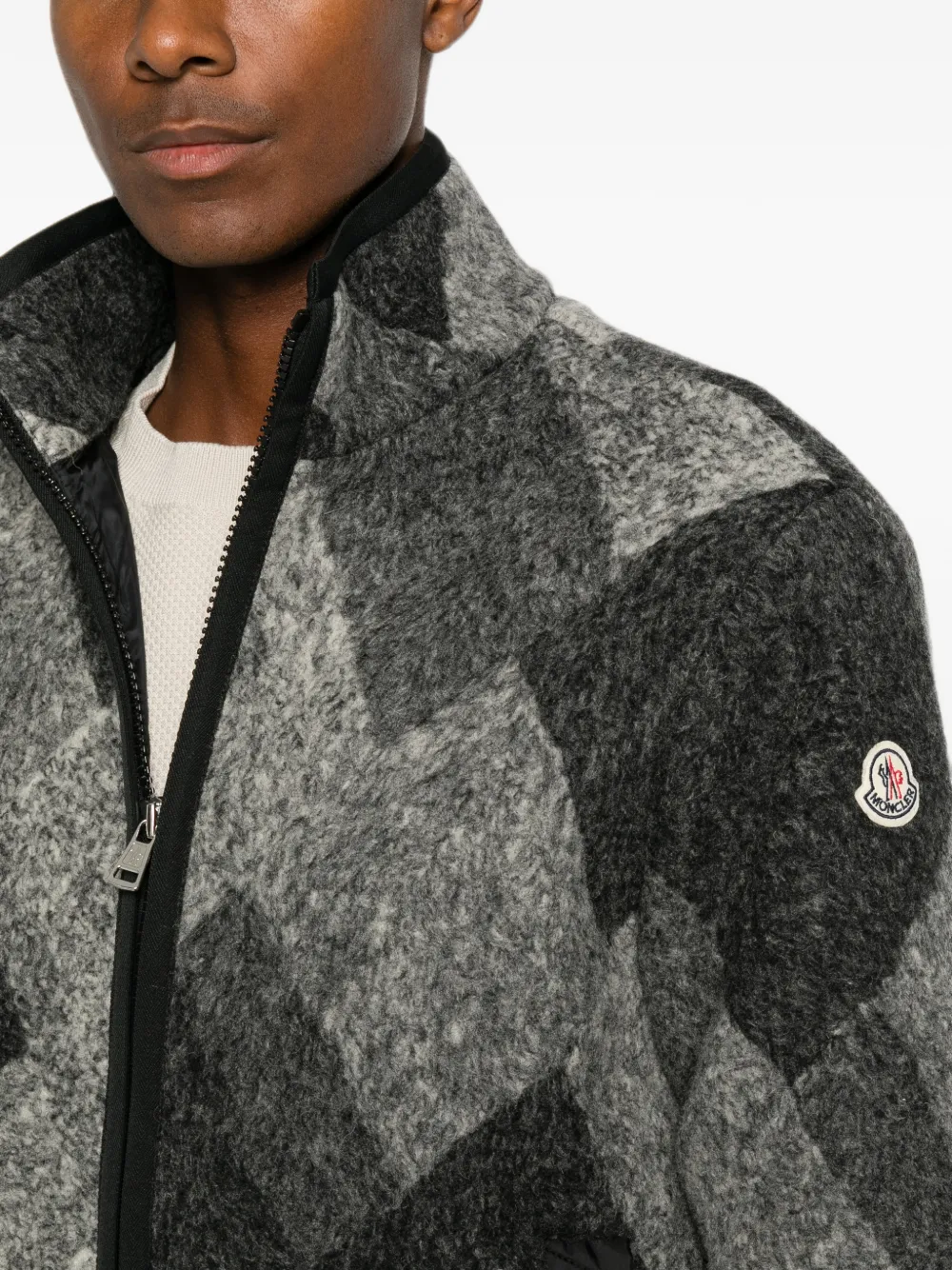 Moncler Argyle Wool-blend Jacket In Gray