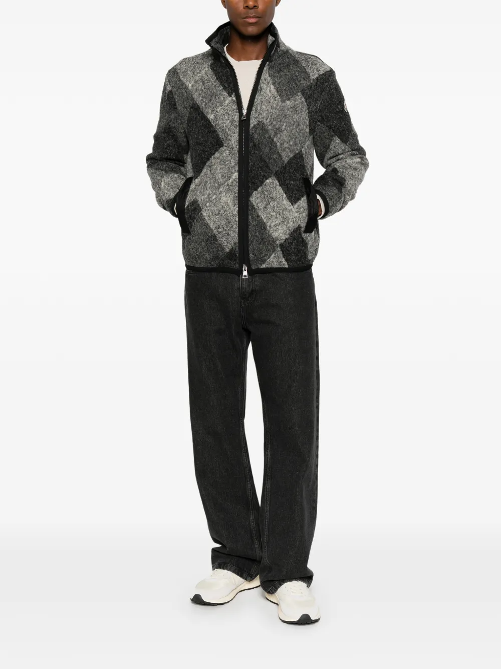 Moncler Argyle Wool-blend Jacket In Gray