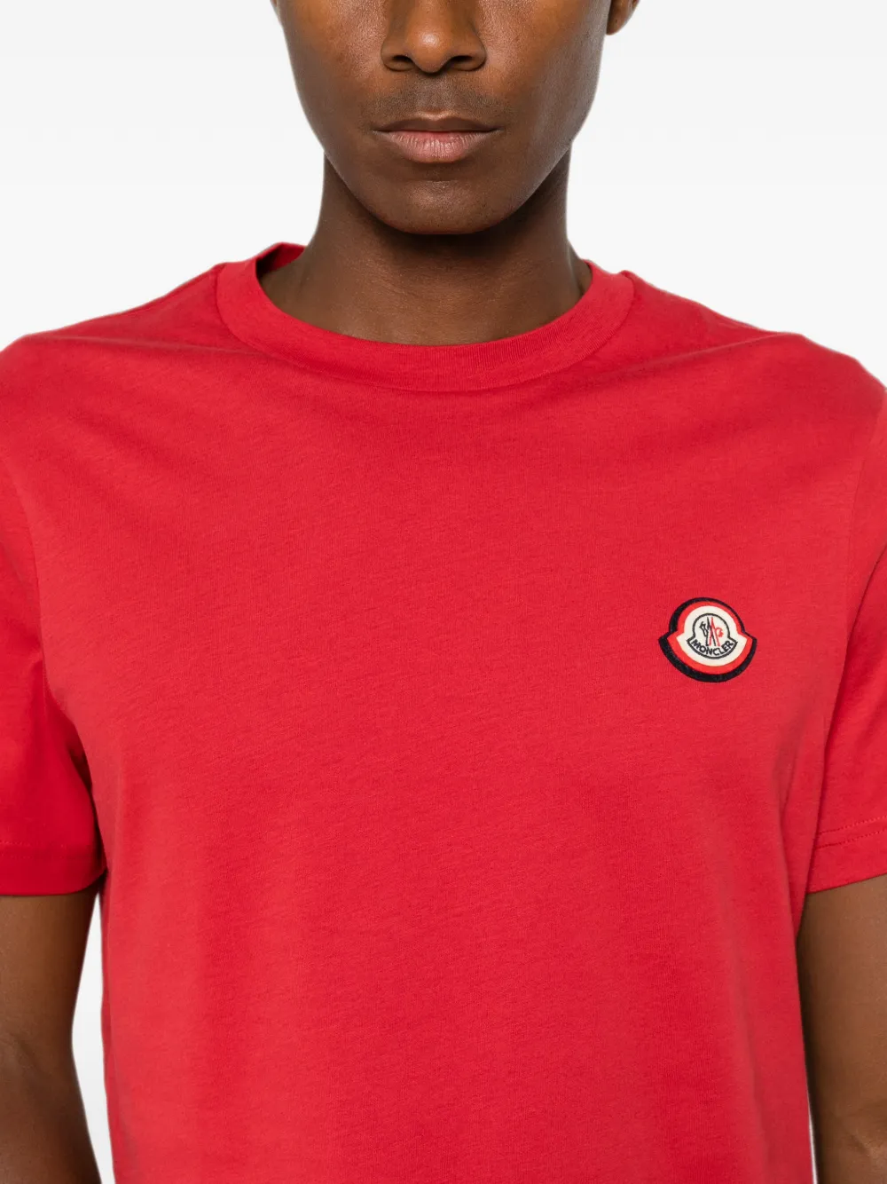Moncler Katoenen jersey T-shirt met logo Rood