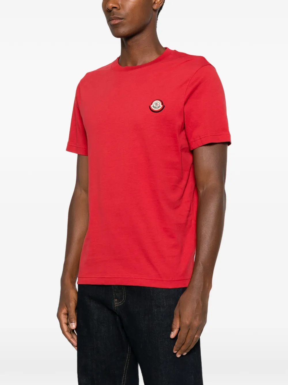 Moncler Katoenen jersey T-shirt met logo Rood