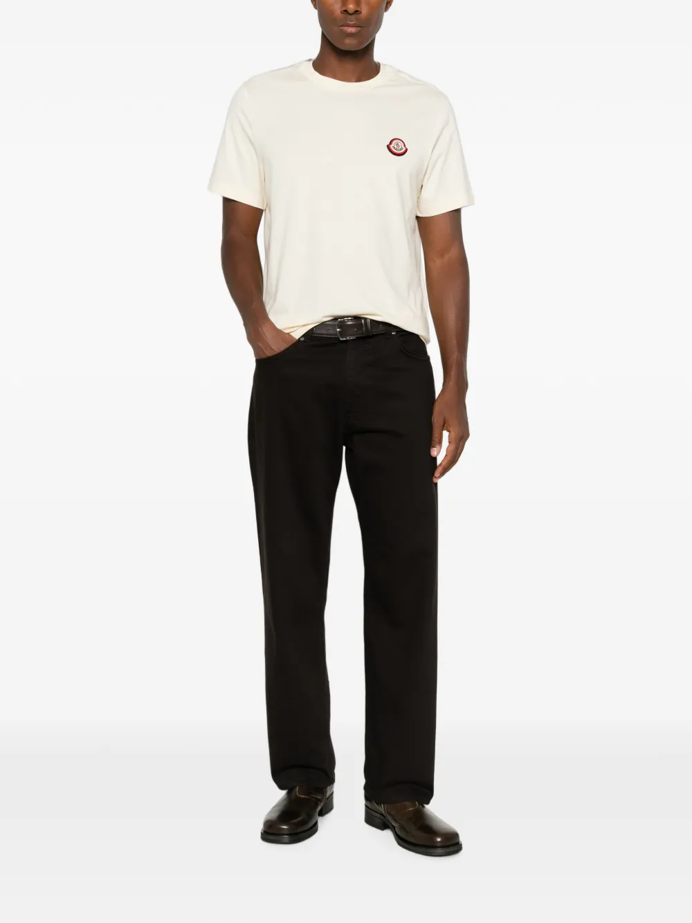 Moncler T-shirt met logopatch Beige