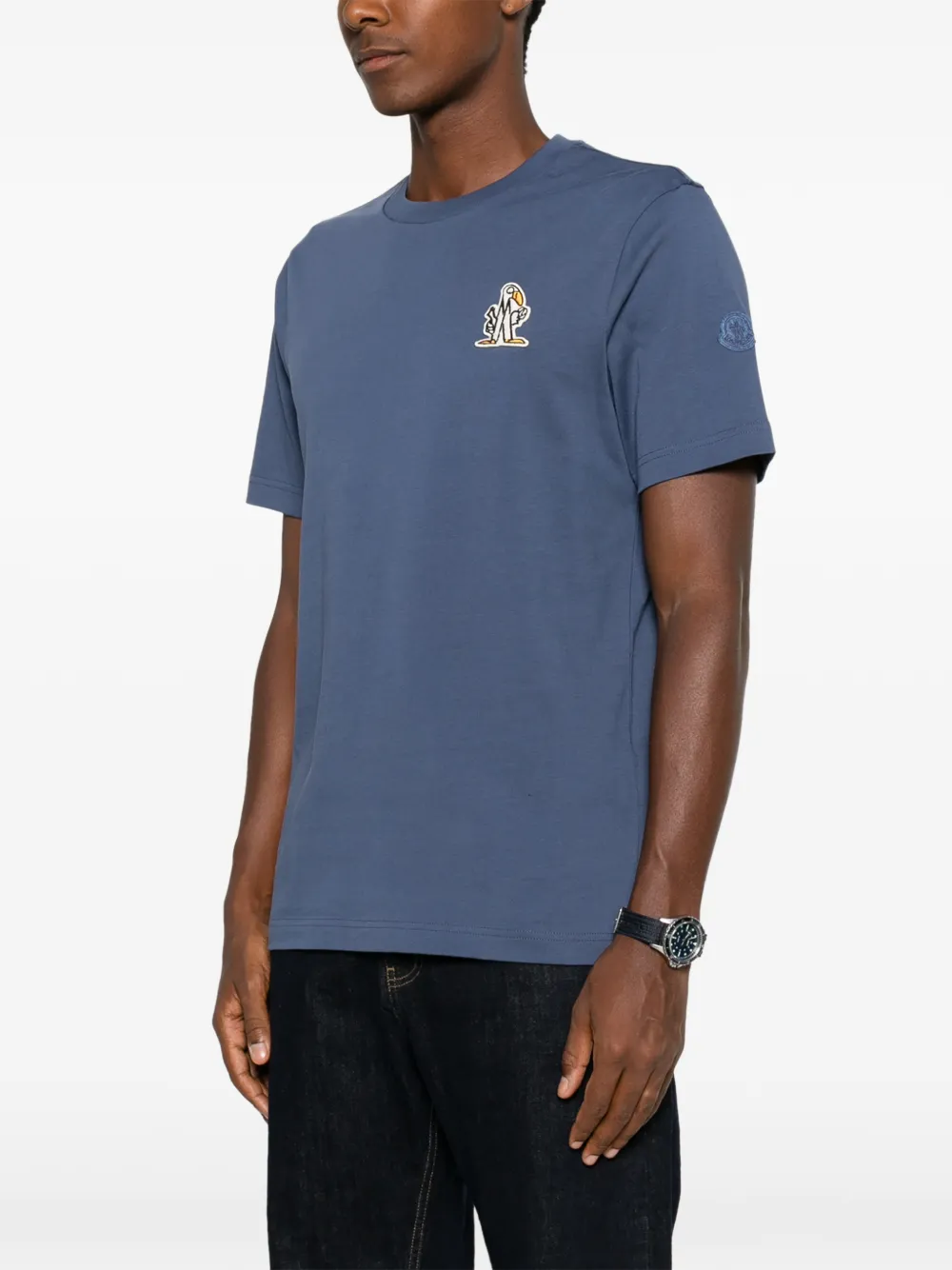 Moncler Katoenen T-shirt met logo Blauw