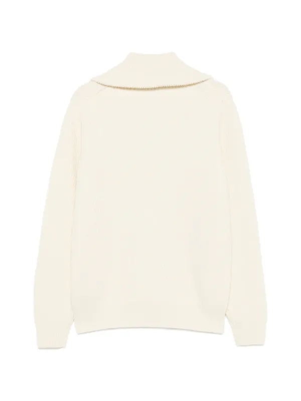 Moncler Ciclista Tricot ribbed-knit half-zip Sweater | Neutrals