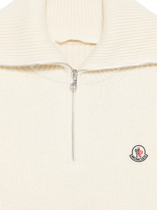 Moncler Ciclista Tricot ribbed-knit half-zip Sweater | Neutrals