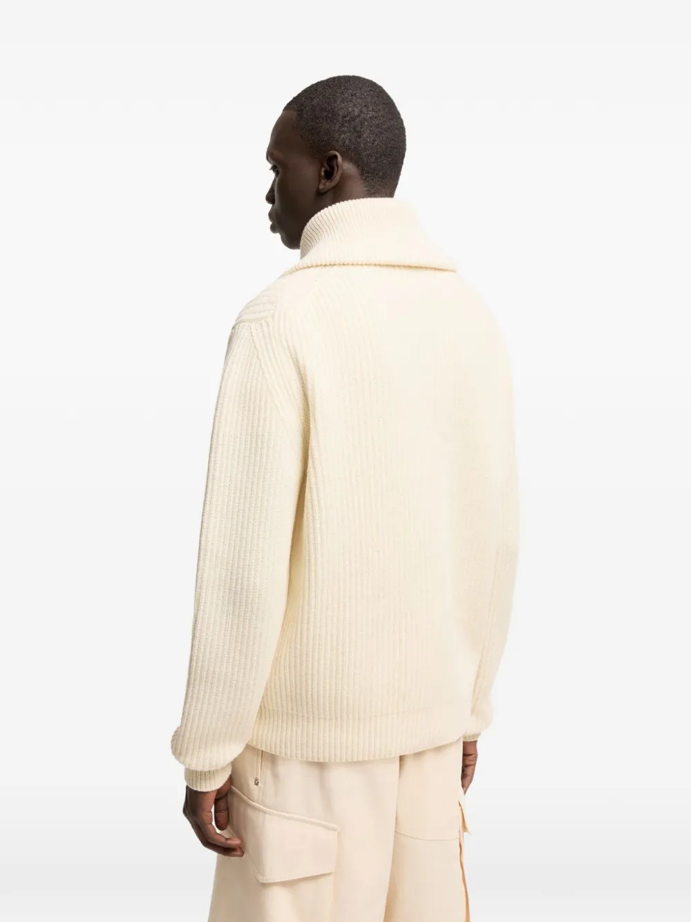Moncler Geribbelde wollen coltrui met logo Beige
