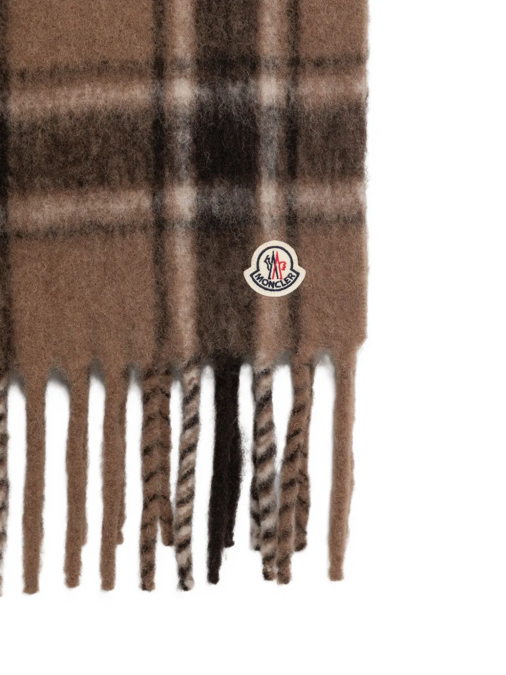 Moncler Geruite sjaal met franje Bruin