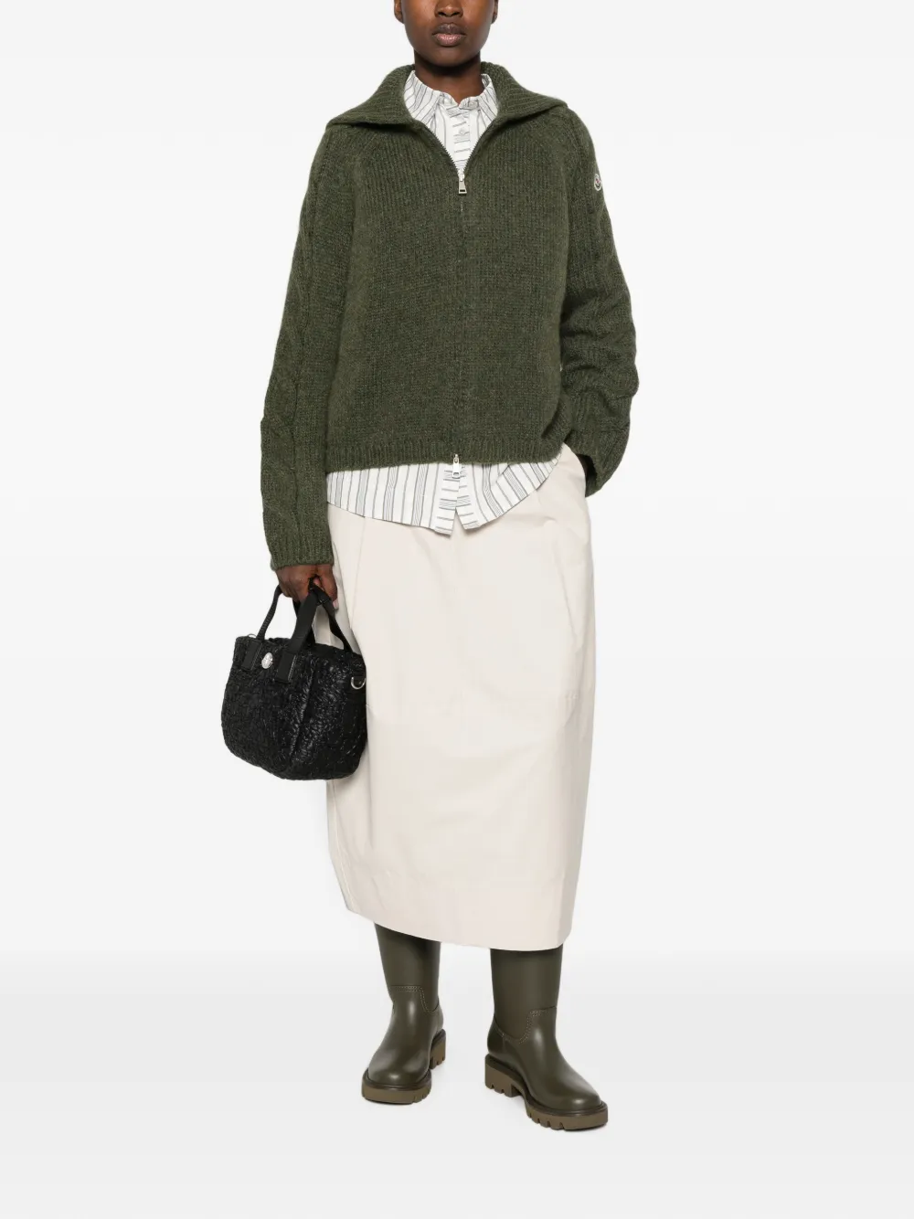 Moncler Alpaca Blend Cardigan in Green, view 2