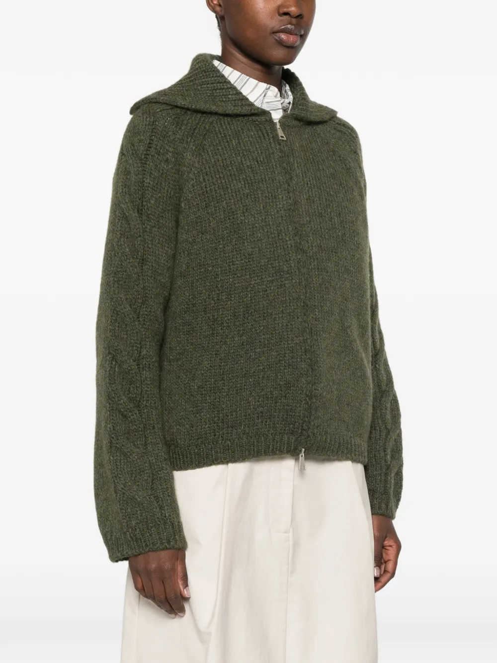 Moncler Alpaca Blend Cardigan in Green, view 3