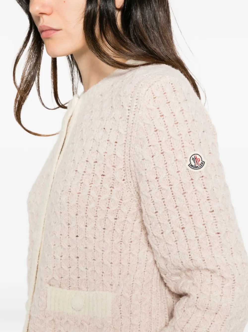 Moncler cable-knit button-up cardigan Roze