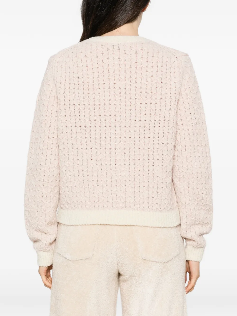 Moncler cable-knit button-up cardigan Roze