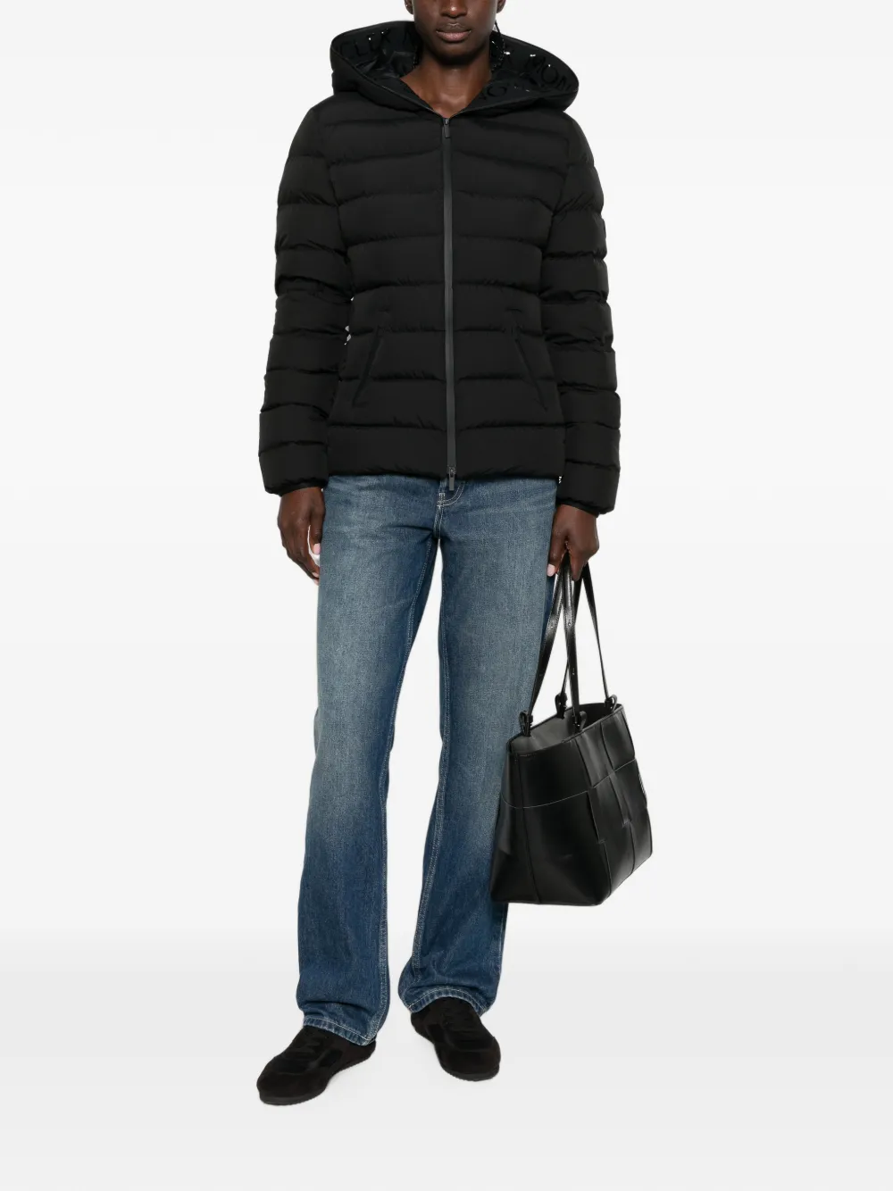 Moncler Herbe donsjack met capuchon Zwart