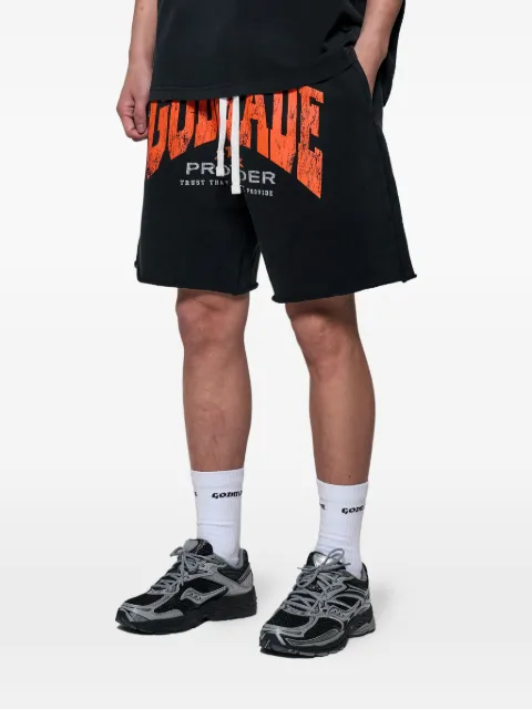 GODMADE logo-print raw-cut shorts