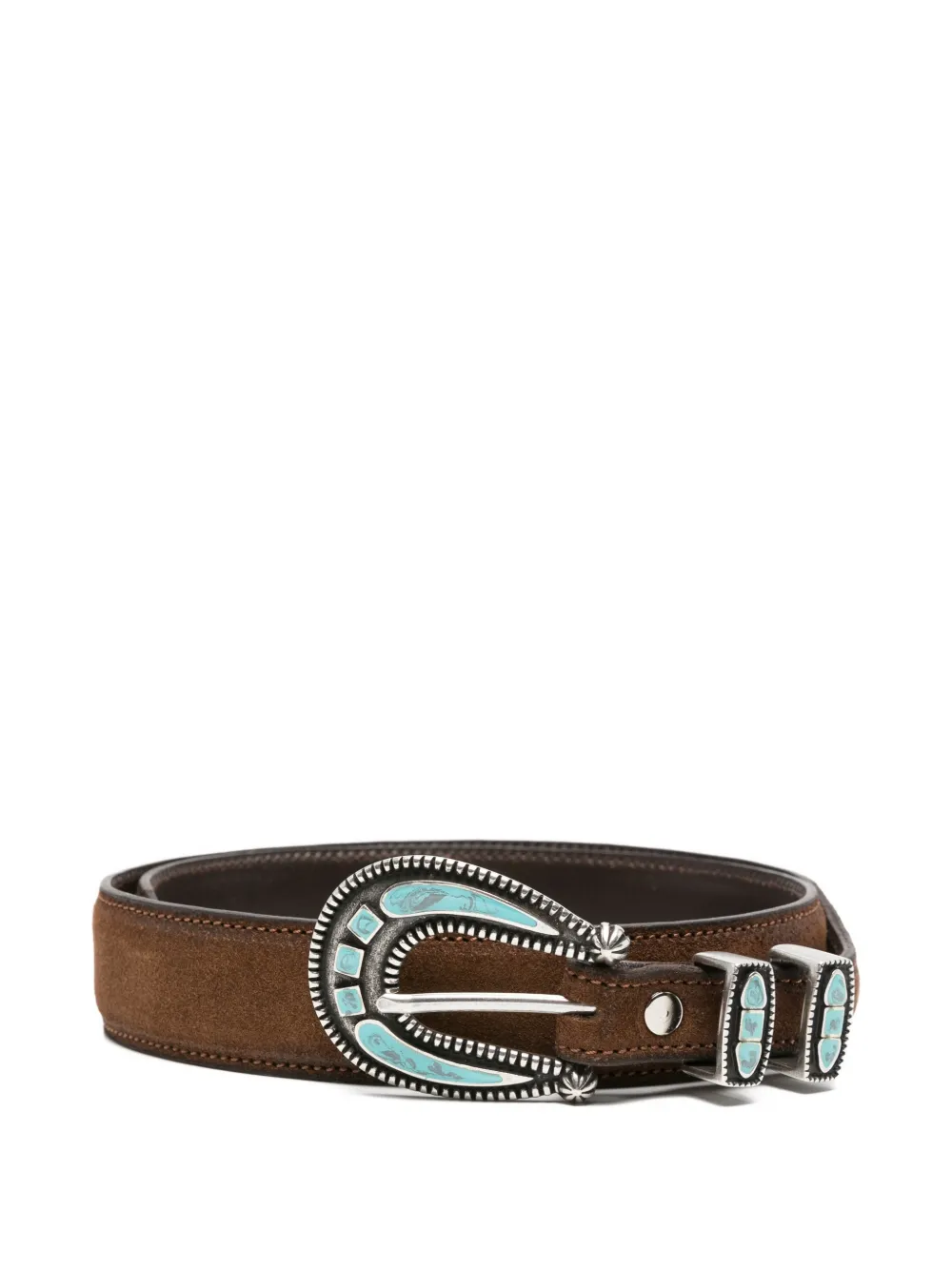 ALBERTO LUTI turquoise-embellished belt - Brown