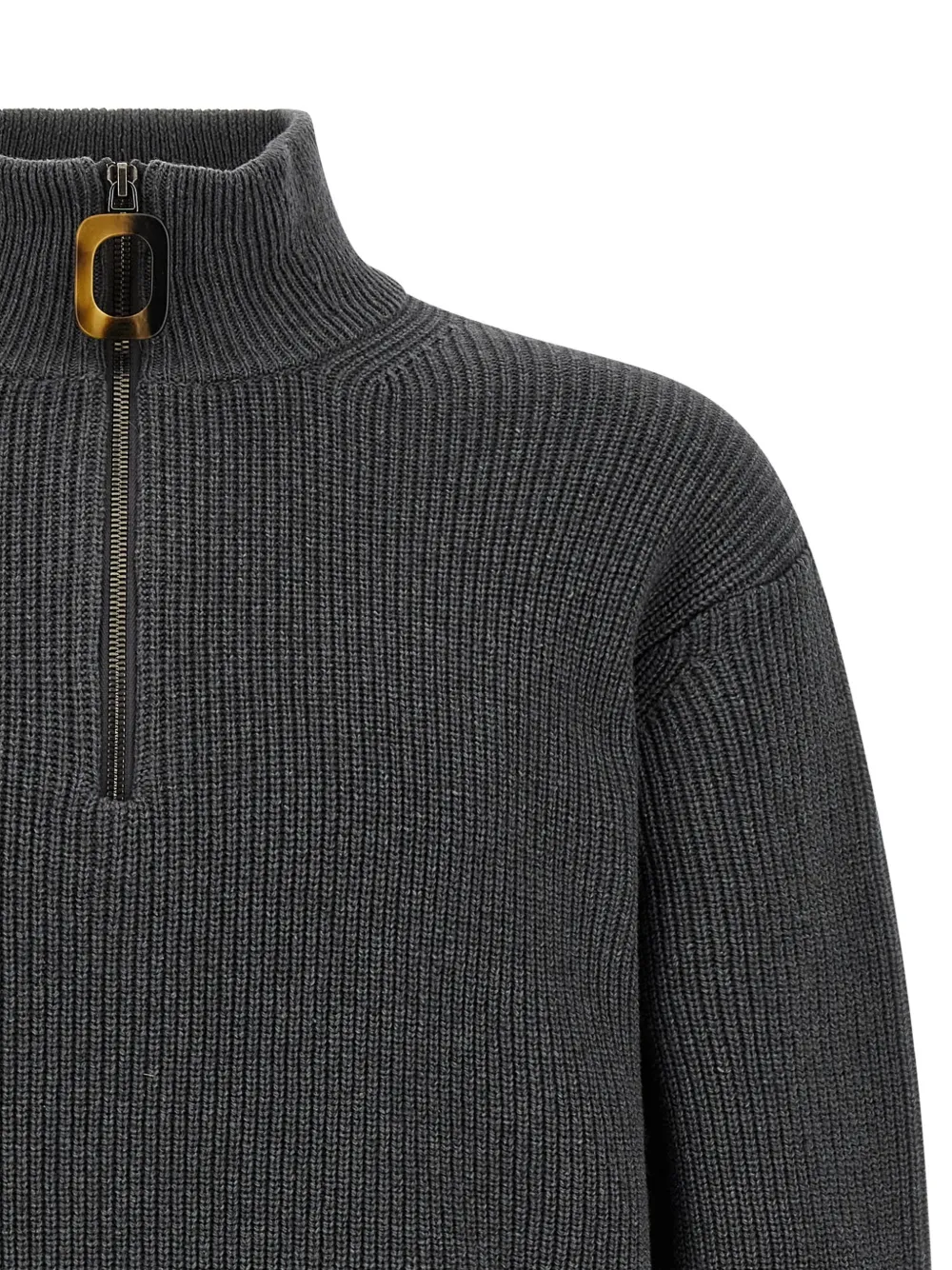 JW Anderson Ribgebreide trui met halve rits Grijs