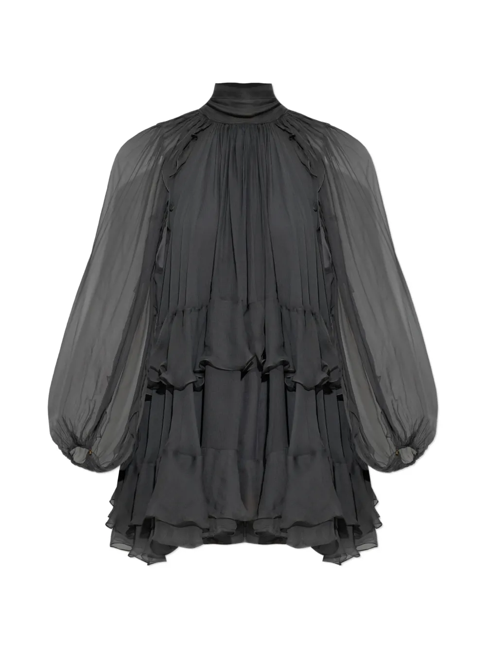 Chloé ruffled tiered mini dress - Grau