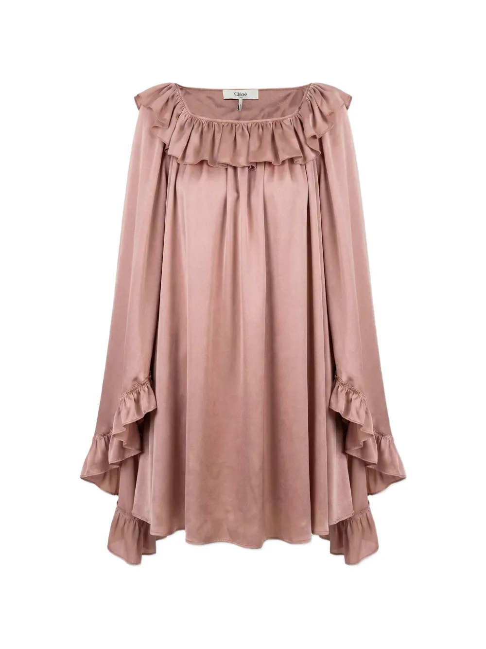 Chloé ruffled-trim silk mini dress - Rosa