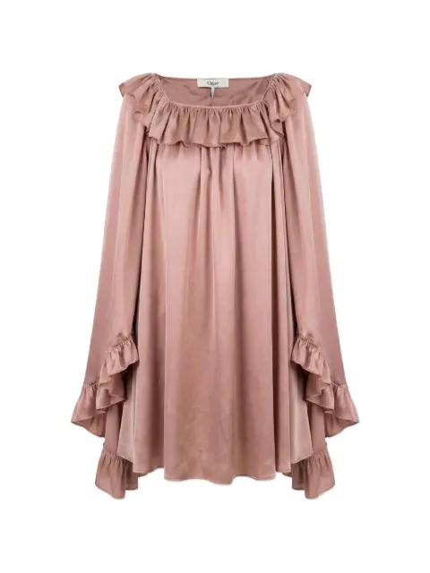 Chloé ruffled-trim silk mini dress