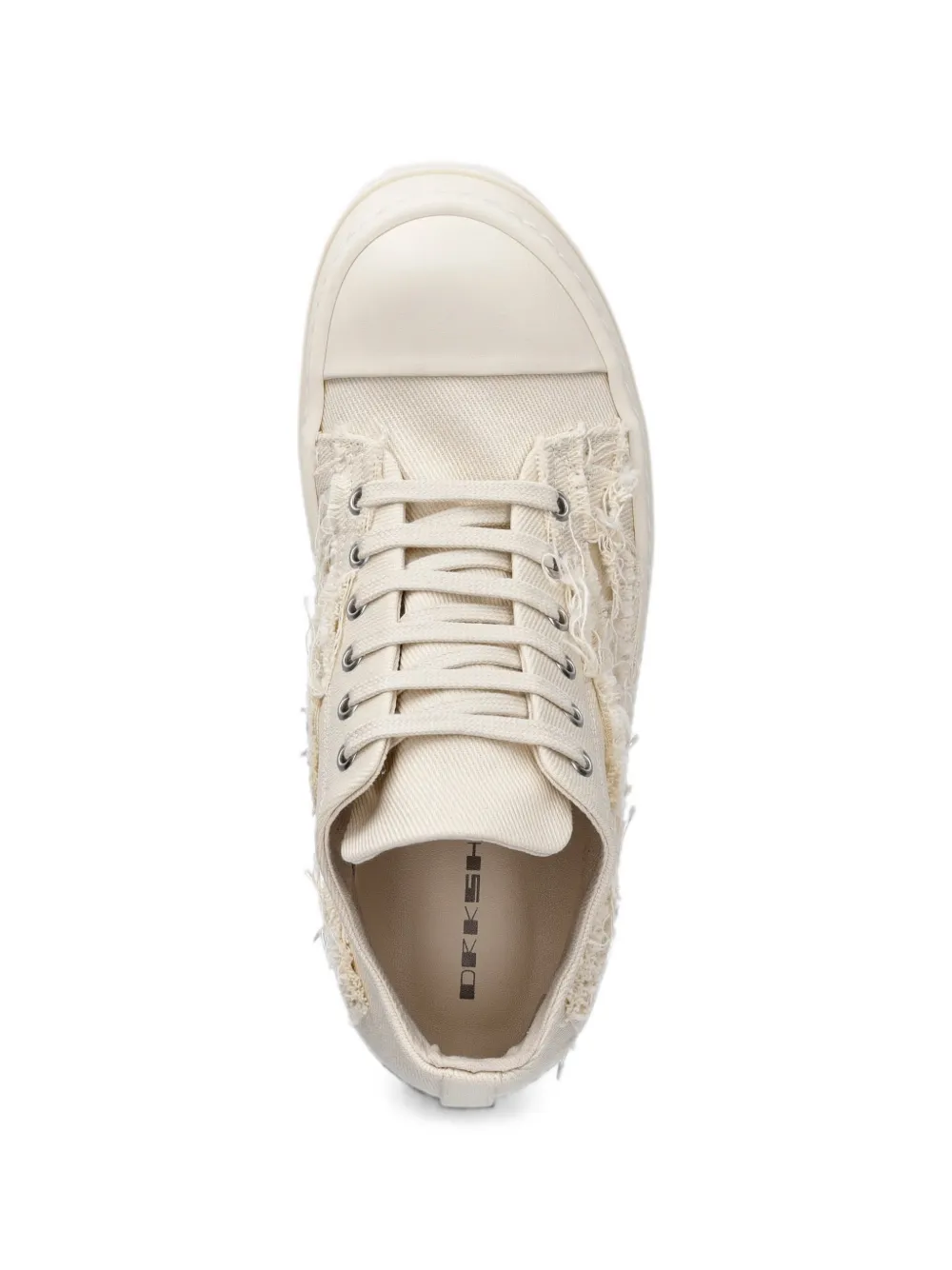 Rick Owens DRKSHDW frayed-detail low-top sneakers Wit