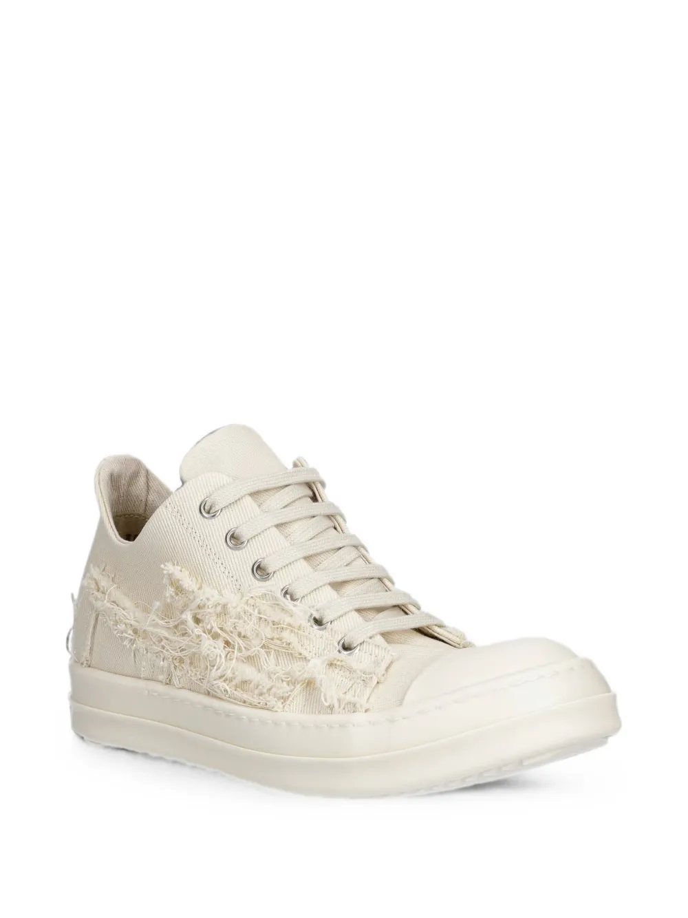 Rick Owens DRKSHDW frayed-detail low-top sneakers Wit