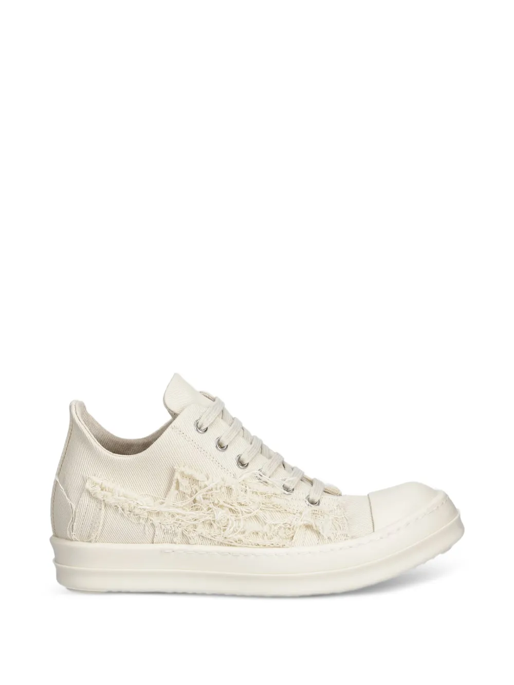 Rick Owens DRKSHDW frayed-detail low-top sneakers Wit