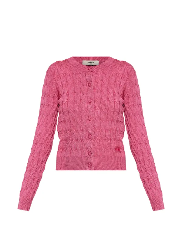 Fendi Cable-knit Cardigan in Pink
