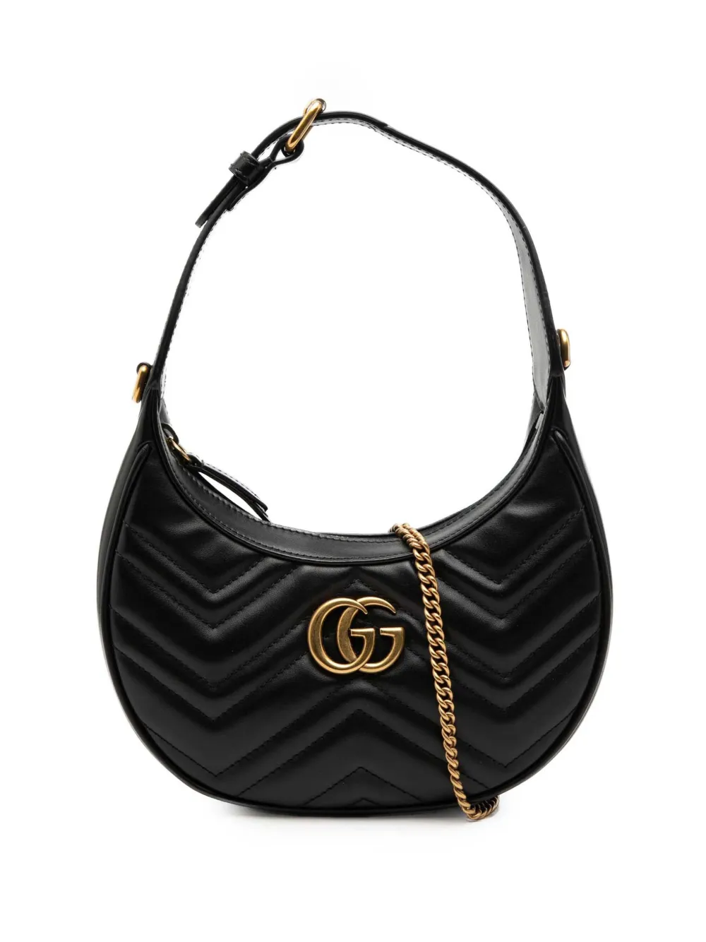 Gucci Pre-Owned 2016-2026 Mini GG Marmont Half Moon Bag satchel - Nero