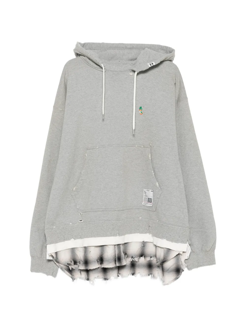 Maison MIHARA YASUHIRO distressed layered-effect hoodie - Grigio