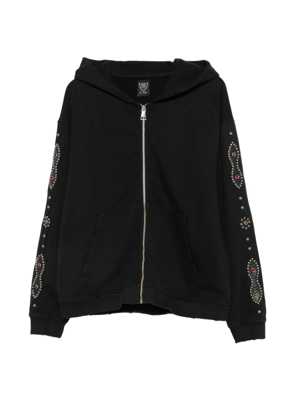 Htc Los Angeles stud-embellished zip-up hoodie - Nero