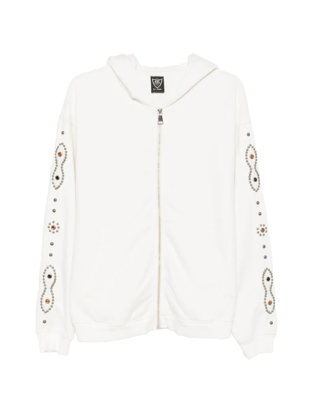 Htc Los Angeles stud-embellished zip-up hoodie - Bianco