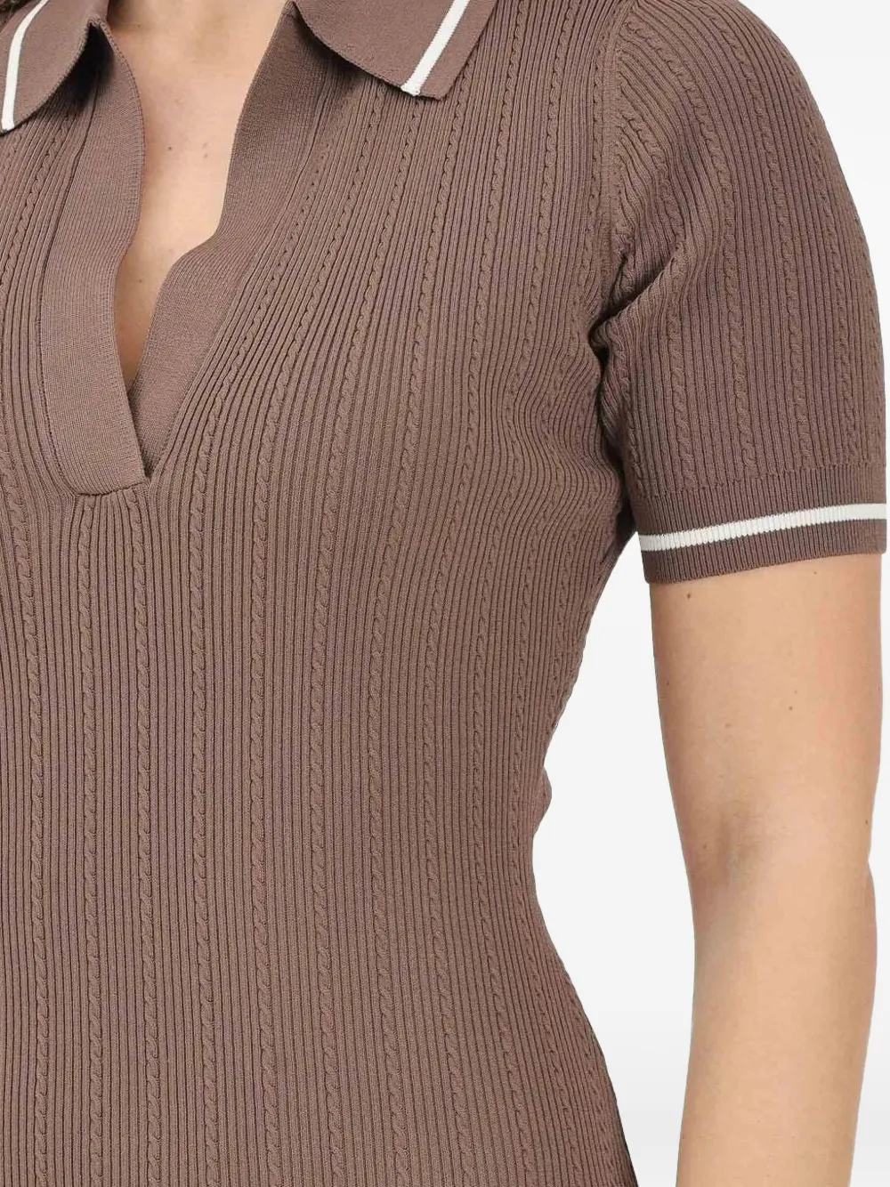 Armani Exchange Kabelgebreide jurk met polokraag Bruin