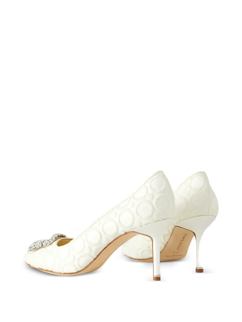 Manolo Blahnik Hangisi crystal-buckle pumps Beige
