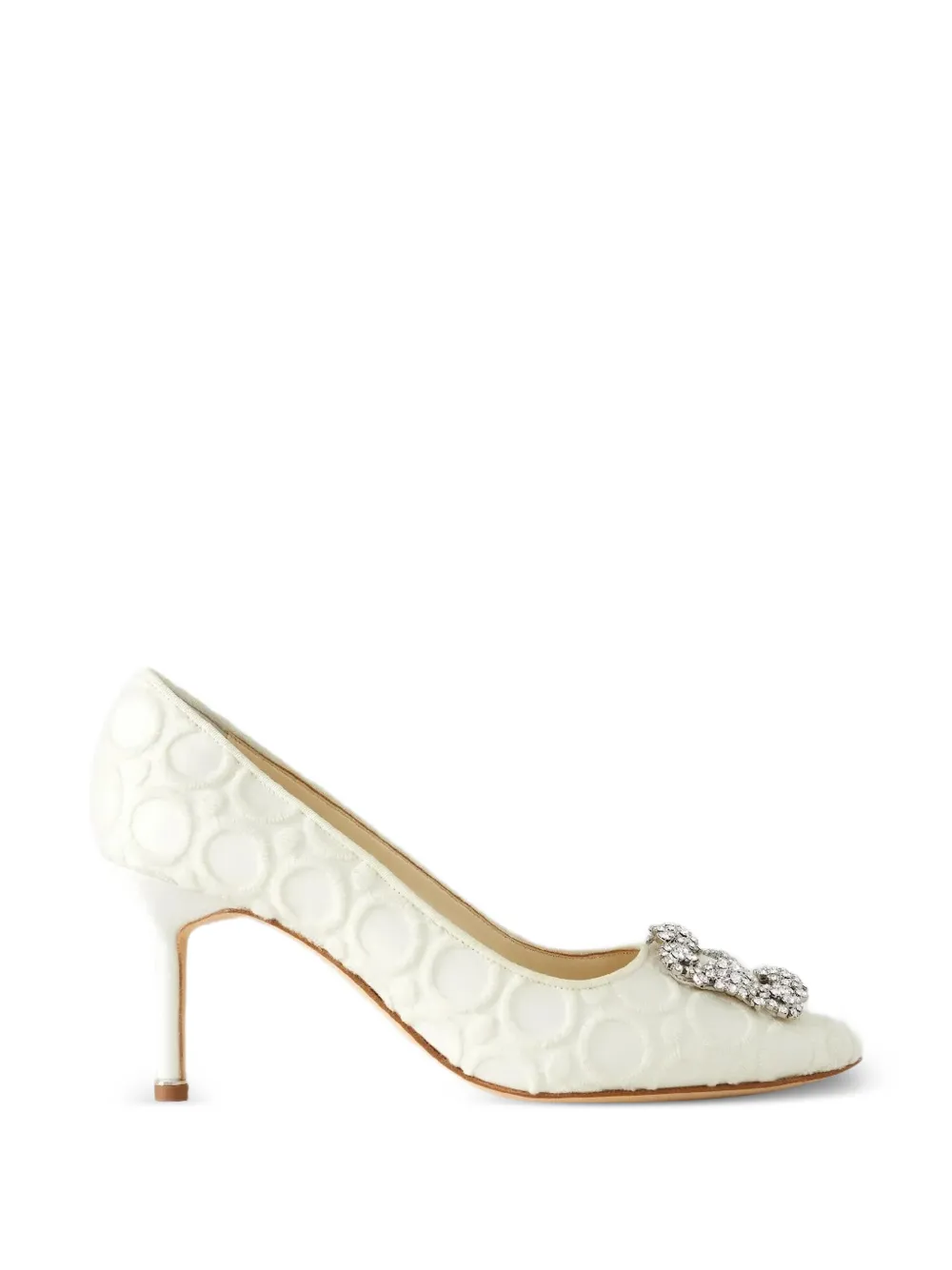 Manolo Blahnik Hangisi crystal-buckle pumps Beige