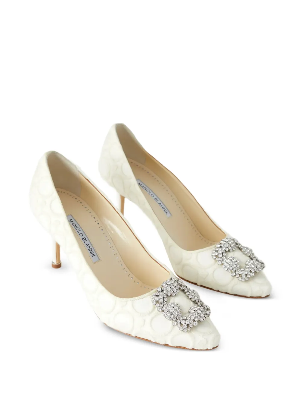 Manolo Blahnik Hangisi crystal-buckle pumps Beige