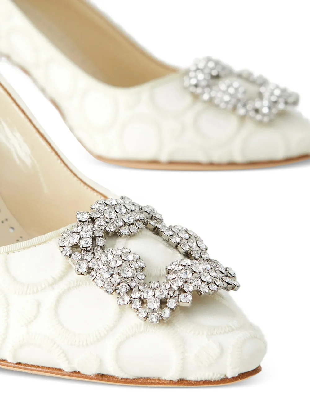 Manolo Blahnik Hangisi crystal-buckle pumps Beige