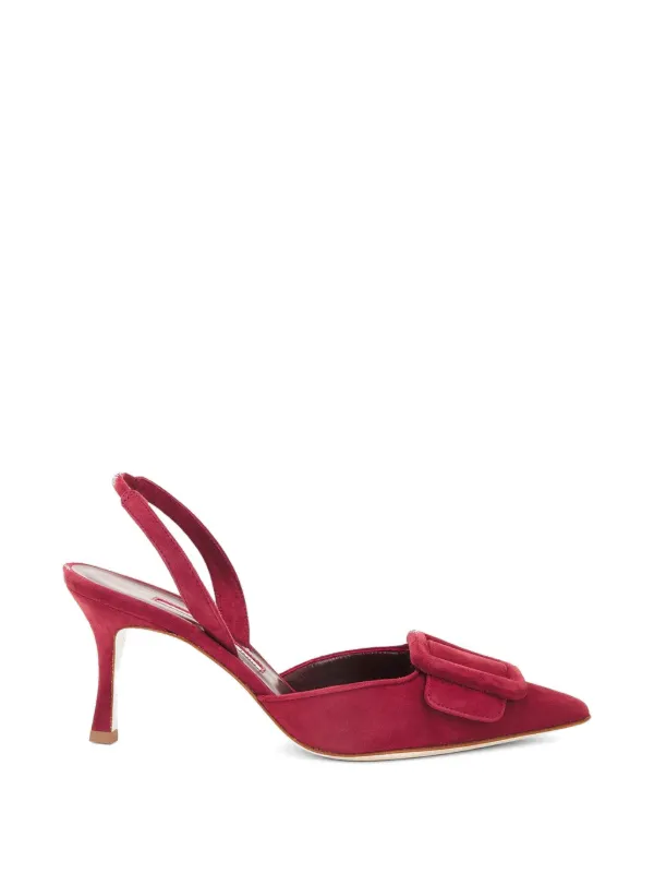 Manolo Blahnik Maysli Buckle-detail Pumps in Red