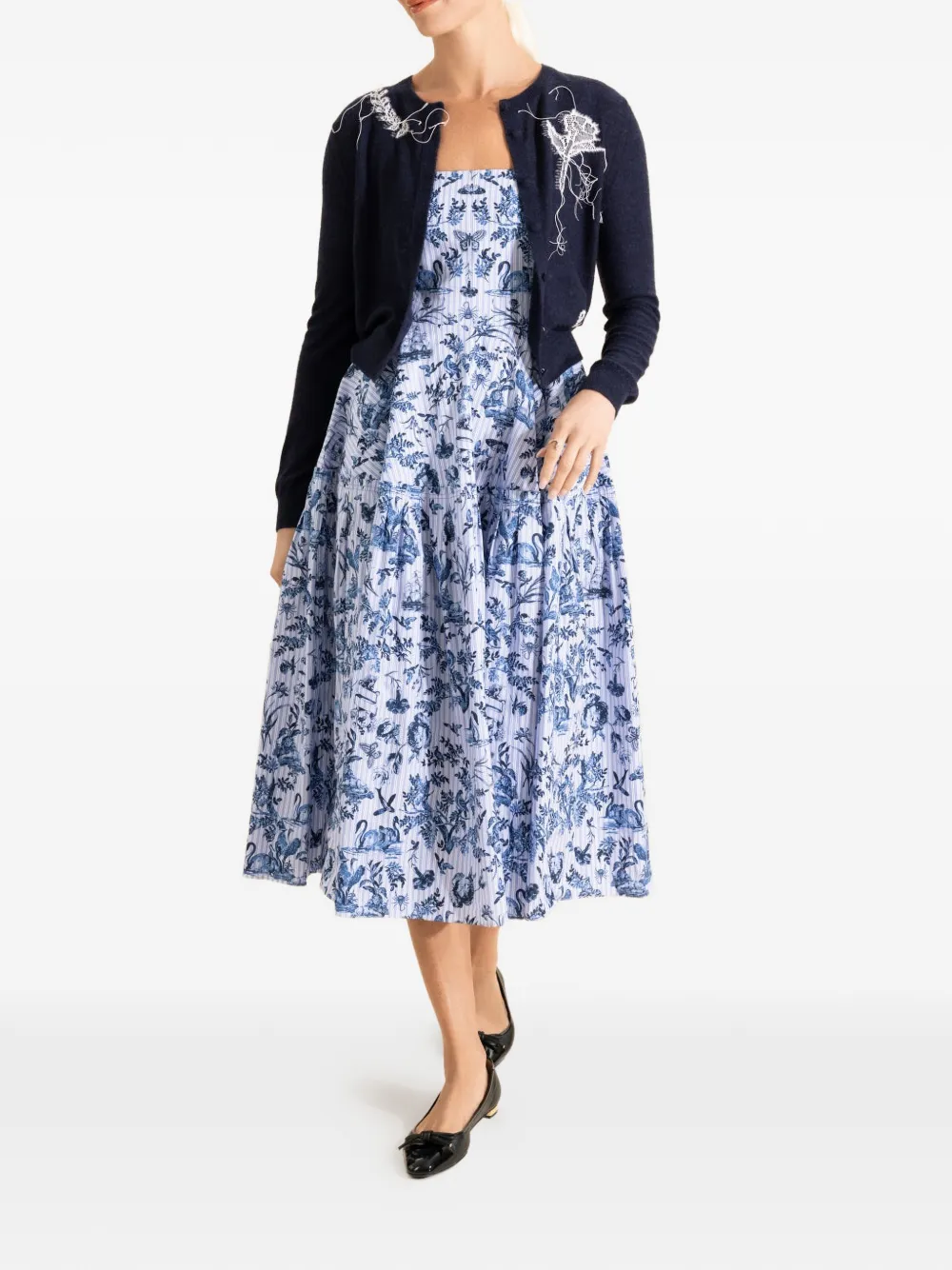 ERDEM Fijngebreid vest met kanten applicatie Blauw