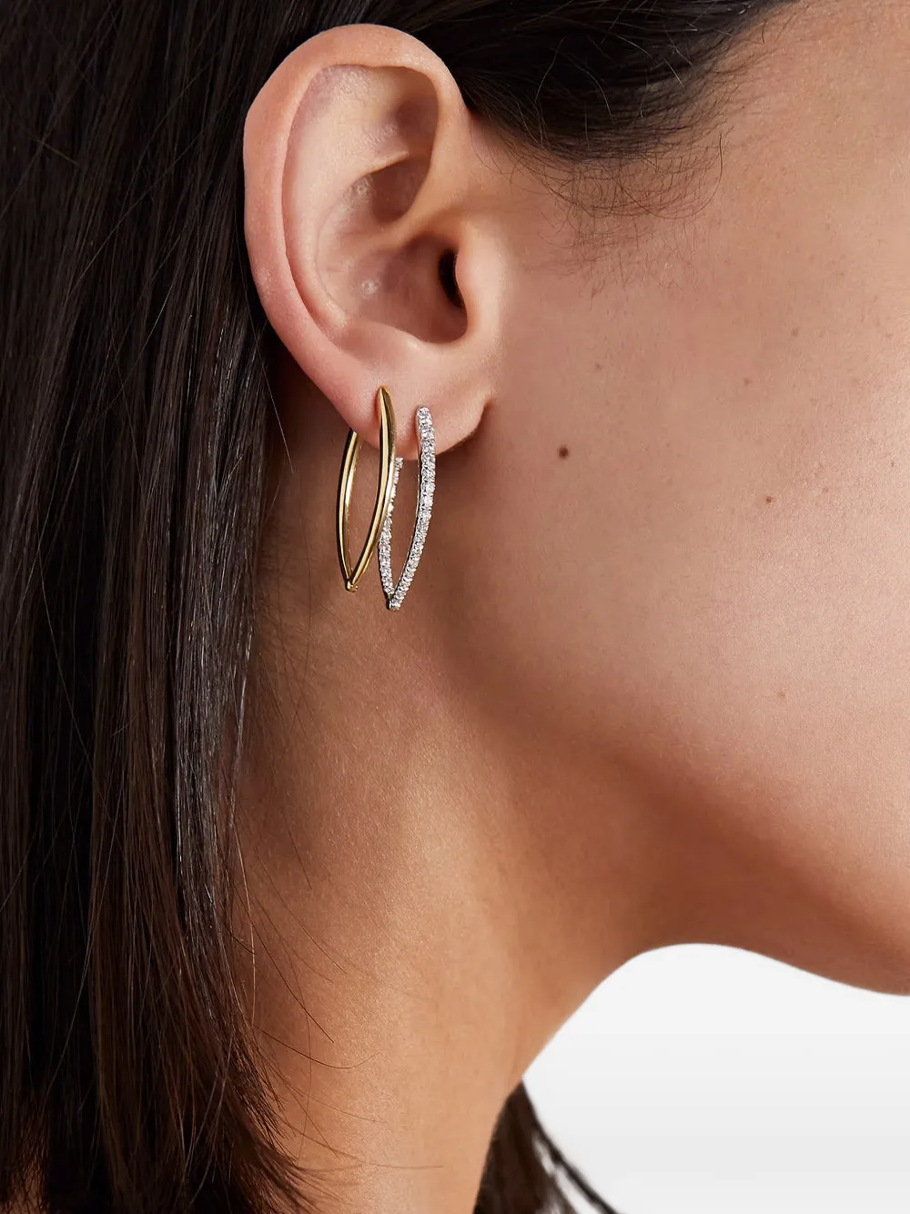 Melissa Kaye Cristina Hoop Earrings in Gold, view 2