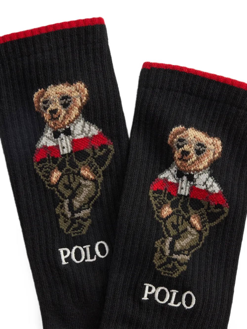 Polo Ralph Lauren Zes Polo Bear geruite katoenen-sokken Rood