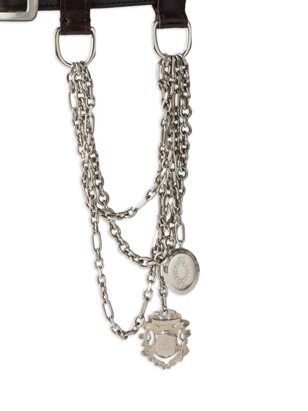 Ralph Lauren Collection Leren riem met ketting afwerking Bruin